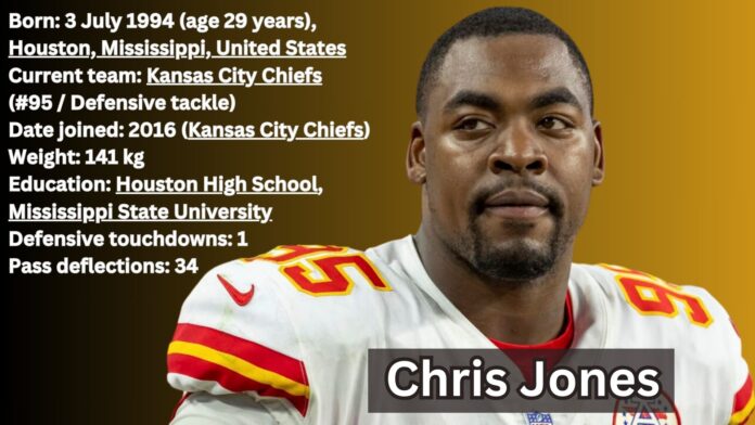 Chris Jones in action, showcasing his defensive prowess for the Chiefs